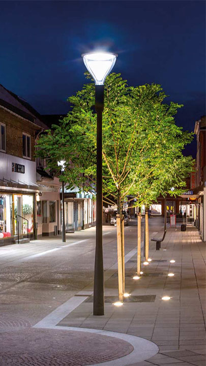 Las luces LED para alumbrado urbano Philips Metronomis son la opción perfecta para el alumbrado del centro urbano de Næstved (Dinamarca)