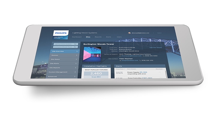 ActiveSite permite supervisar de forma remota el sistema de iluminación conectada a través de cualquier ordenador o tableta autorizados.